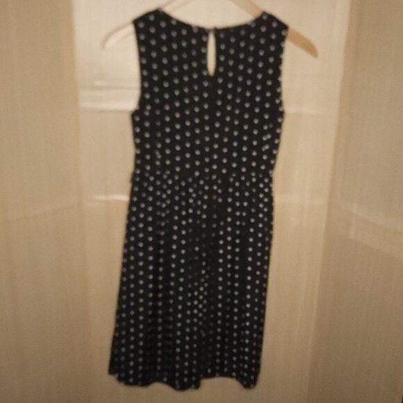 Talbots Petite Black White Polka-dot Sleeveless Flowy Dress 8P - Picture 2 of 9